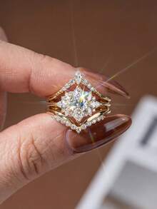 1pc Luxury British Queen Style Zirconia Ring, Women's Jewelry, 925 Sterling Silver Single Ring, Exquisite Jewelry, Suitable For Girl's Birthday, Ball Party Gift - Style 5 - View 2