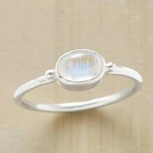 Nhẫn nữ hình bầu dục tối giản, phụ kiện trang sức thường ngày phù hợp cho mọi dịp. - Bạc - Xem 1