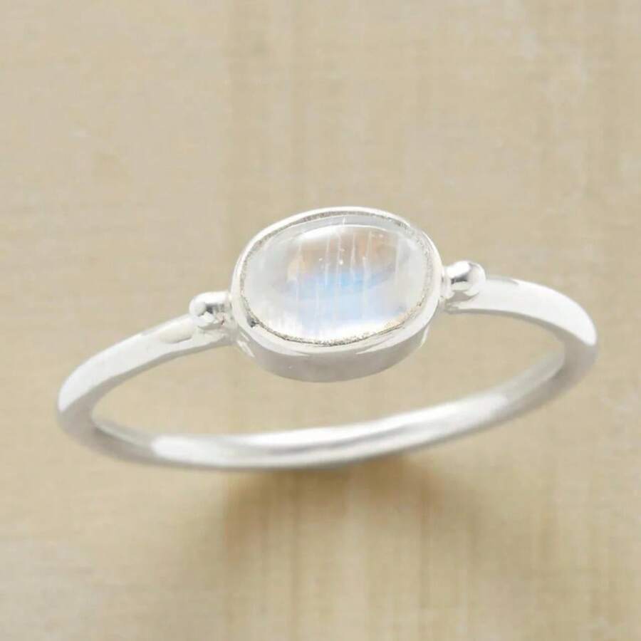 Nhẫn nữ hình bầu dục tối giản, phụ kiện trang sức thường ngày phù hợp cho mọi dịp. - Bạc - Xem 1