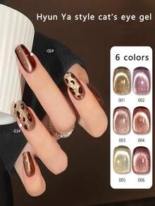 6色，每瓶12毫升，秋冬新款玄雅峰深色猫眼指甲油胶水，2026网络红人美白爆款闪亮猫眼胶水，美甲店适合所有女性在家DIY美甲沙龙，含LDE光底胶和覆盖胶，热销沙龙级风格，持久28天。 - 彩色 - 查看 2