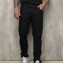 Men's Skinny Jeans With Elastane - Black - View 1
