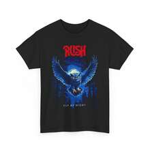 Rush Band Fly By Night Owl Graphic Tee Rock Music Vintage Style Album Cover Art Retro Aesthetic Night Scene Unisex Cotton T-Shirt, Sizes S-5XL - màu đen - Xem 1