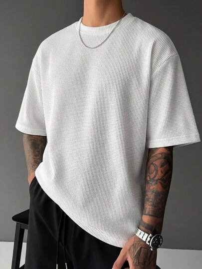 Men's New Knitted Crew Neck Short Sleeve T-Shirt, Casual And Simple, Summer