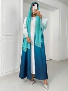 Women's Elegant Ombre Long Sleeve Abaya - Multicolor - View 4