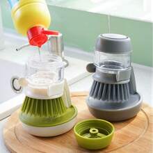 1/2pcs, Pot Brush With Soap Dispenser, Multi-Functional Kitchen Cleaning Brush With Stand, Dishwashing Brush, Durable Kitchen Scrub Brush, Pans And Pots Brush, Kitchen Sink Countertop Scrub Brush, Cleaning Supplies, Cleaning Tool - A - View 2