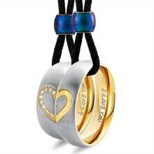 2pcs/Set Stainless Steel Heart Shaped Couple Necklace Set - Gold - View 8