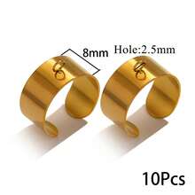 10个/批 304不锈钢18K镀金可调节开口环，适用于DIY珠宝制作，带连接环 - 戒指 - 查看 11