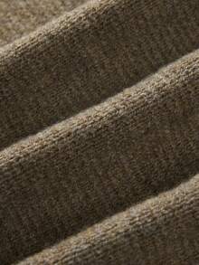 卡其色V领单排扣针织开衫，修身简约风格长袖外套 - 卡其色 - 查看 6