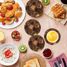 4pcs/Set Coasters - 10cm Round Coasters, Marble Texture Wooden Design, Suitable For Coffee Table, Drink Coaster Set - Brown/Black/Gold/Beige Marble Design, Home Decor, Tabletop Decor, Available In 1 Set, 2 Sets Or 4-6 Sets - Multicolor - View 3