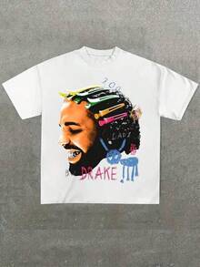 Boys' Easter Bunny Print T-Shirt, Cotton 100% Crew Neck Cute Top, Easter Outfit, Girls Summer Outfit, Toddler Boy Clothes, Drake - Themed Artistic Printed T-Shirt With Hair Clips Casual Soft Short Sleeve Pure Cotton 220gsm T-Shirt Kids Clothes Boys, Baby Tees For Women, Regular Fit For Children, Spring/Summer Collection, Soft And Breathable Cotton, Comfortable Fit Short Sleeve T-Shirt, Perfect For Concerts And Festivals, Casual Wear, Perfect Gift For Kids, Party Favors For Kids - 白色 - 查看 8