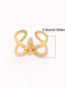 2 piezas de anillos abiertos de acero inoxidable chapados en oro de 18K, base de anillo de cadena redonda geométrica ancha para hacer joyas DIY y accesorios - anillo - Ver 3