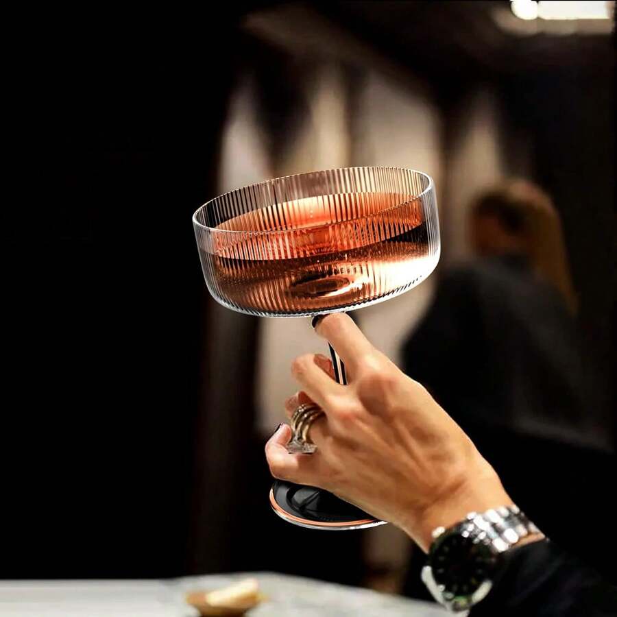 24/12/6/3/1 PC Acrylic Martini Glasses, 10 Oz Unbreakable Champagne Flutes, Ribbed Stemless Wine Glasses, Cocktail Glasses Set, Manhattan Coupe Glasses, Suitable For Weddings, Birthday Parties And Bars - View 1