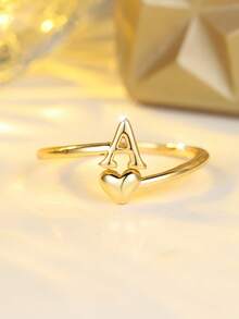Tsnamer 14K Gold Plated Ring Waterproof Heart Letter Stackable Ring Gift For Women Girlfriend - Ring - View 12