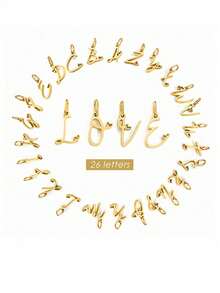 1pc Initial Necklace For Women Girls Stainless Steel Letter Necklace Waterproof Custom Personalized Monogram Choker Necklace - Gold - View 3