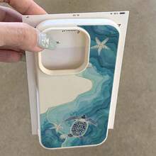 1个TPU材质蓝色条纹海洋图案手机壳，兼容苹果17 Pro Max/17/16 Pro Max/15/13/12/11、S20 FE/A15/S24/A55、Note 11/Note 12/Note 13 Pro，全包防摔软壳保护套 - 白色 - 查看 3