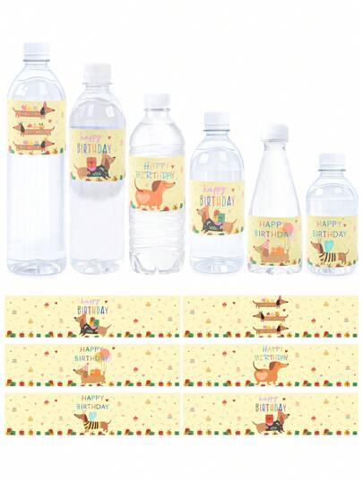 6/24pcs Dachshund Dog Design Bottle Stickers, Sausage Dog Themed Stickers For Birthday Wedding Holiday Party Bottle Wrap Gift Sticker, Party Decor Supplies, Funny Puppy Dachshund Dog Stickers, Babyshower Decor, Holiday Decorations, Table Decor,Birthday Party Favor