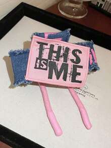 1个复古蓝色布艺字母发夹，粉蓝撞色丝带发夹，甜美酷炫风格发饰 - 混合色 - 查看 9