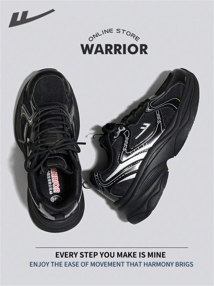 Warrior Comfortable Street Style Chunky Shoes For Women Spring And Summer Comfortable Running Shoes Modest Style Casual Yet Sleek Sneakers Applicable Throughout The Year Wear-Resisting All-Day Wear Training Sneakers - Black/Silver - View 5
