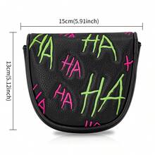 HA Alphabet Fun Design Style Golf Club Head Cover, Half-Circle Putter Head Cover, PU Material, Suitable For Most Brands, With Advanced Embroidery - Multicolor - View 9