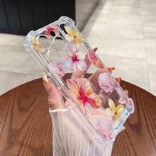 Funda de teléfono con estampado de lirio e hibisco, adecuada para iPhone 17 Pro Max, 17 Pro, Air 16, 15, 14 Pro, Plus 13, 12, 11 Pro Max, XS, XR, X, 7, 8 Plus, 12, 13 Mini. Cubierta protectora transparente y gruesa con estampado floral a prueba de golpes - transparente - Ver 6