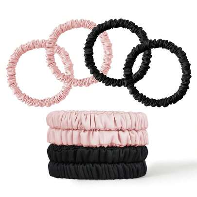 Dây buộc tóc bằng lụa tơ tằm, phù hợp cho phụ nữ và bé gái, dây buộc tóc bằng lụa, không gây hư tổn, chất liệu satin bóng mượt, dùng để chăm sóc tóc, dây chun buộc tóc, dây thun buộc tóc, dây buộc tóc đàn hồi.