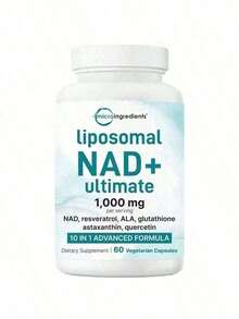Selling Fast!Liposomal NAD+ Ultimate 1,000mg |     10-In-1 With Resveratrol, ALA, Glutathione, Astaxanthin, & Quercetin |     NAD Supplement For Women & Men |     Anti-Aging, Energy, & Brain Support. Women's Health. - 1 件商品 - 查看 7