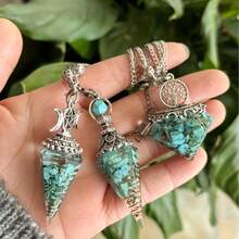 CUPIDCRYSTAL 1/5pcs Turquoise Healing Pendants Necklace With Silver Chain, Great Gift Choice And Best Meditation Crystal Gift For Mother's Day - Turquoise - View 16