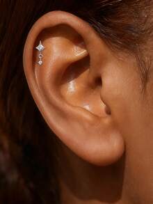 1pc 925 Sterling Silver Moissanite Stud Earrings, Women's Earrings & Jewelry, Wedding/Birthday Gift, Hypoallergenic - Silver - View 8