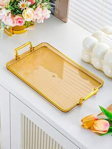 1pc Multifunctional Tray With Gold Rim, Multipurpose Rectangular Plate For Tea, Water, Candy, Biscuits, Bread - Suitable For Kitchen, Dining Room, Living Room - Perfect For Wedding, Banquet, Gift, Birthday - Gold - View 15