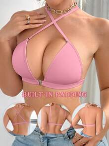 3pcs Multi-Color Set: Front Closure Wireless Bra With Removable Pads, Women's Lingerie Bra With Detachable Straps For Versatile Styling - Spaghetti Strap Bra, Criss-Cross Back Bra, And Spaghetti Strap Bra (Suitable For A-C Cup) - Multicolor - View 5