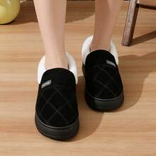 Zapatos de invierno para mujer, suaves y cálidos para uso en interiores y exteriores, ideales para el hogar y actividades al aire libre, antideslizantes y duraderos, con costuras decorativas que les dan un toque elegante, zapatos para mujer - Negro - Ver 4