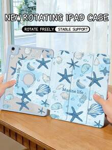 1个透明超薄亚克力笔记本电脑保护壳，蓝色海星贝壳图案，磨砂防指纹，全方位防摔，2026新款3D散热孔设计，适用于Air13 2025/Pro 16 M4/M3/M2，商务办公保护套 - 藍色 - 查看 9