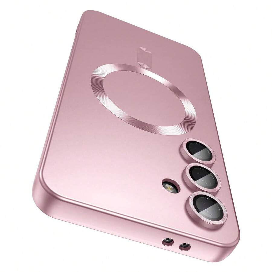 磁吸式 Galaxy A57 A37 A56 A36 A27 A26 A16 A17 A06 A07 S25 FE S26 相容手機殼【內建相機鏡頭保護蓋】超薄柔軟矽膠防震保護殼 金屬光澤軟殼 S26 Ultra S25 Ultra S24 Ultra - 玫瑰金 - 查看 1