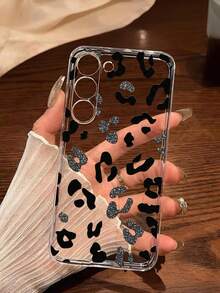 1pc Creative Black & Silver Leopard Print Soft Phone Case, Compatible With Huawei, Honor, Galaxy, Phones,International Version, Not The Domestic Version - Clear - View 6