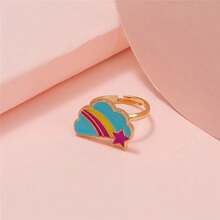 Anillos de dibujos animados para niñas, anillo ajustable coreano con flores y animales coloridos para hija, mariposa, dulces, anillos pequeños, regalos de Año Nuevo Kawaii 19PO - C073 - Ver 20