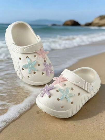HAHABOBO Dép đi trong nhà hình sao biển 3D bằng nhựa cho trẻ em, kiểu dáng dễ thương và thời trang, thoải mái, kín mũi, chống trơn trượt, thích hợp mang trong nhà/ngoài trời, đi biển, đi học, mọi mùa.