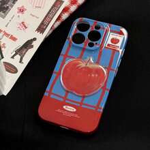 GUCADI 1pc Soft Film Case - Blue & Red Plaid 3D Apple 16/17 Phone Case, Retro Personalized Stand Cover Compatible With Iphone 15 Pro Max/14/13 - Blue - View 4