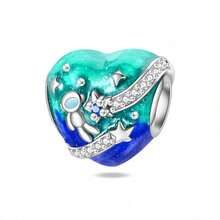 1颗镀银吊坠珠，星月系列 - 珠子，璀璨星系珠，浩瀚星空珠，星空向日葵珠，星夜油画珠，夜景睡莲珠，水下星空珠，永恒时光珠，宇宙之旅珠，发光飞船珠，星空蓝闪珠，珠串，星光玻璃蟹，蓝色星系珠串，五角星珠，适用于3毫米手链DIY，女士珠宝，生日订婚派对礼物 - 彩色 - 查看 14