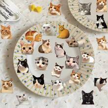 50 Pcs Transparent Retro Cartoon Cat PET Waterproof Stickers - DIY Decor Decals For Journals, Guitars & Notebooks - 50 PCS - View 11