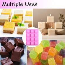 12-Cavity Square Silicone Mold, Suitable For Making Wax Melts, Candles, Chocolate Truffles, Candies, Jelly, Ice Cubes - View 3