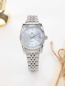 Đồng hồ nữ RICECGO cổ điển 34mm, dây đeo thép không gỉ bền chắc, kiểu dáng tối giản, lý tưởng cho hoạt động ngoài trời và du lịch. - Bạc - Xem 4