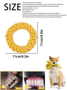 编织绳环狗狗磨牙玩具 – 中大型犬互动磨牙玩具，黄色 - 彩色 - 查看 2