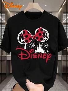 Disney 1 Áo thun nam tay ngắn, in hình chuột Mickey hoạt hình, cổ tròn, co giãn, phù hợp mặc hàng ngày, dễ giặt ủi, áo thun nam thời trang thường ngày, áo thun tay ngắn - màu đen - Xem 1