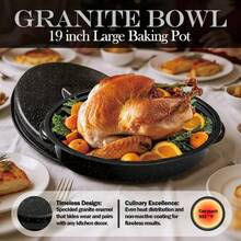 A Single Piece, A Covered Baking Pan, An Enamel Dish With A Granite Bowl, A Turkey Pot, Serving Bowls, Serving Utensils, Perfect For Roasting Turkey, Bread, Beef, And Vegetables, Oven Baking Tray, Oval Shape - 查看 5