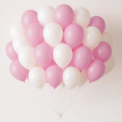 80pcs 10-Inch Pink And White Balloons, Suitable For Balloon Arch Sets, Graduation, Baby Shower, Wedding, Bachelorette, Easter, Bride-To-Be, Sunflower Party Decorations (Pink And White)