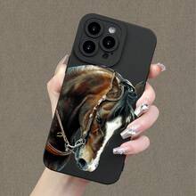Funda pintada de TPU mate con diseño de ojo de ángel de caballo - Negro - Ver 4