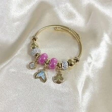 1 pieza Colgante de concha de vieira de moda para verano, pulsera de cuentas DIY, joyería de vacaciones para mujer - Dorado - Ver 11