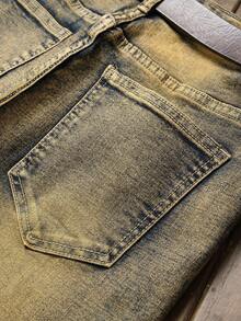 Pantalones largos de moda para hombres en el año 2026 en la tienda independiente de , jeans con remaches y agujeros, ideales para fiestas de Año Nuevo y invierno, en  al final del año, un gran éxito - Amarillo - Ver 5