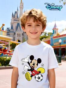 New Summer Boys' Short-Sleeve T-Shirt, Disney Mickey Mouse Soccer Print Crew Neck Top, Children's Short-Sleeve Shirt, Disney Theme Print Short-Sleeve T-Shirt For Middle And Large Children, Boys' School Casual Versatile Top, Kids Boys Disney Mickey Mouse Soccer Print Short Sleeve T-Shirt, Children's Sporty Cartoon Print T-Shirt, Disney Collaboration Boys' Casual Short-Sleeve T-Shirt, Summer Children's Outdoor Play Essential T-Shirt, Boys' Disney Theme Party Short-Sleeve T-Shirt, Soccer Series Children's Top, Mickey And Soccer Print T-Shirt, Children's Park Style Sweat-Absorbing Short-Sleeve T-Shirt, Boys' Everyday Outing T-Shirt, Children's Cute Animated Character Print Top, Boys' Soccer Sporty Short-Sleeve T-Shirt, Disney Mickey Soccer Theme Children's Top, Boys' Summer Outing Sweat-Absorbing Short-Sleeve T-Shirt, Children's Cartoon Soccer Print Crew Neck T-Shirt, Boys' Disney Theme Outfit Essential Top - White - View 1