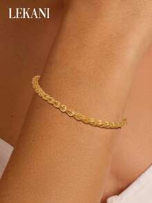 1pc 925 Sterling Silver Minimalist Fashion Personalized Tassel Bracelet, Elegant Gift For Girlfriend, Everyday Wearing For Women - Gold - View 2